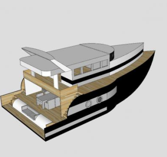 豪华休闲游艇SU模型下载_sketchup草图大师SKP模型
