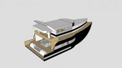 豪华休闲游艇SU模型下载_sketchup草图大师SKP模型