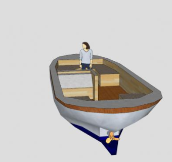 螺旋桨木船SU模型下载_sketchup草图大师SKP模型