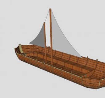 单桅三角帆船SU模型下载_sketchup草图大师SKP模型
