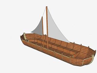 单桅三角帆船SU模型下载_sketchup草图大师SKP模型