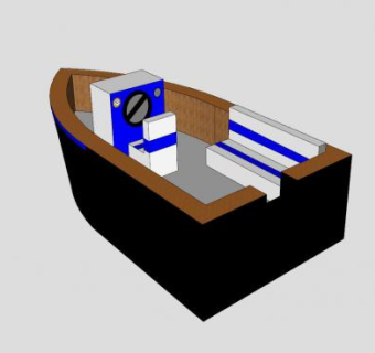 简易现代木船SU模型下载_sketchup草图大师SKP模型