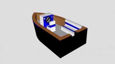 简易现代木船SU模型下载_sketchup草图大师SKP模型