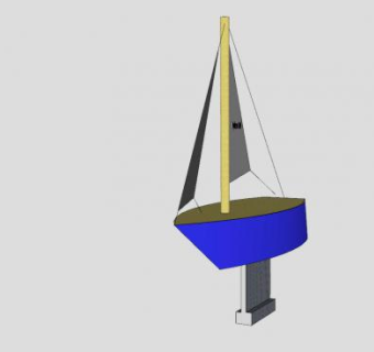 简易单桅三角帆船SU模型下载_sketchup草图大师SKP模型