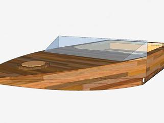 木制滑行船SU模型下载_sketchup草图大师SKP模型