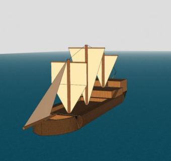 三桅帆船SU模型下载_sketchup草图大师SKP模型
