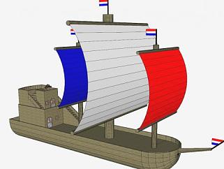 荷兰<em>三</em>桅帆船SU模型下载_sketchup草图大师SKP模型