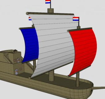 荷兰三桅帆船SU模型下载_sketchup草图大师SKP模型