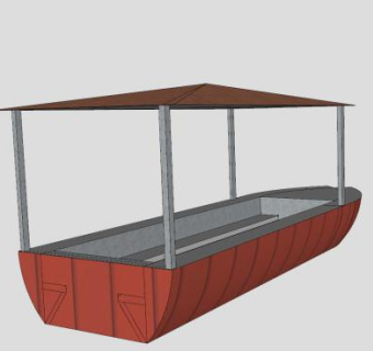 中式景观木船SU模型下载_sketchup草图大师SKP模型