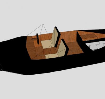 双人黑色滑行艇SU模型下载_sketchup草图大师SKP模型