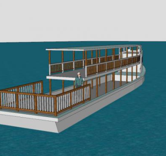 旅游观光渡轮SU模型下载_sketchup草图大师SKP模型