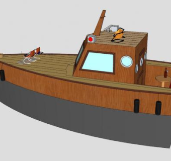 钓鱼木船艇SU模型下载_sketchup草图大师SKP模型