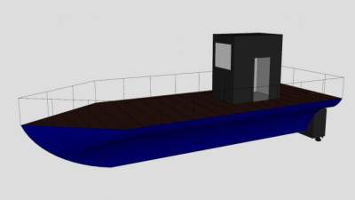 蓝色货船船舶SU模型下载_sketchup草图大师SKP模型