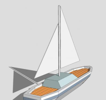 现代单桅帆船SU模型下载_sketchup草图大师SKP模型