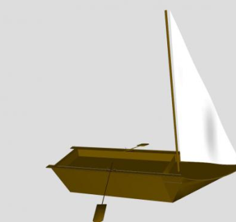 三角风帆带桨木船SU模型下载_sketchup草图大师SKP模型