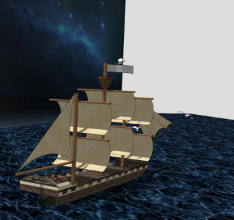 夜间航海帆船SU模型下载_sketchup草图大师SKP模型