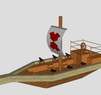 炮舰帆船SU模型下载_sketchup草图大师SKP模型