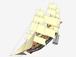 飞剪式帆船SU模型下载_sketchup草图大师SKP模型