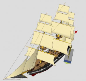 飞剪式帆船SU模型下载_sketchup草图大师SKP模型