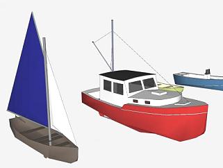 多艘渔船<em>SU模型</em>下载_sketchup草图大师SKP模型