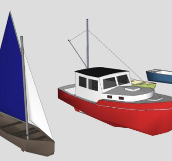 多艘渔船SU模型下载_sketchup草图大师SKP模型