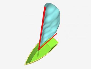 简易单桅风帆船SU模型下载_sketchup草图大师SKP模型