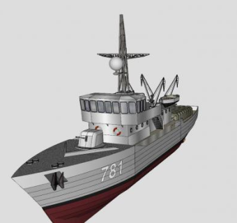 781号巡逻船SU模型下载_sketchup草图大师SKP模型