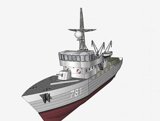 781号巡逻<em>船SU模型</em>下载_sketchup草图大师SKP模型