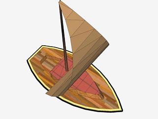 三角风帆木船SU模型下载_sketchup草图大师SKP模型