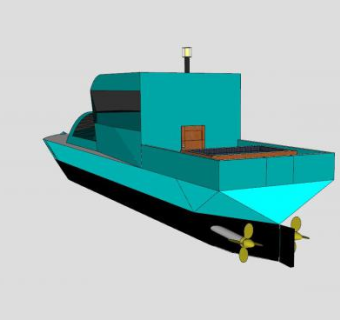 普通汽艇SU模型下载_sketchup草图大师SKP模型
