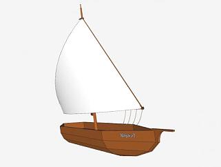 三角风帆木帆船SU模型下载_sketchup草图大师SKP模型