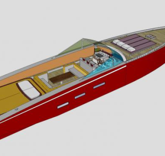 敞篷私人游艇SU模型下载_sketchup草图大师SKP模型