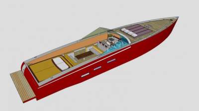 敞篷私人游艇SU模型下载_sketchup草图大师SKP模型