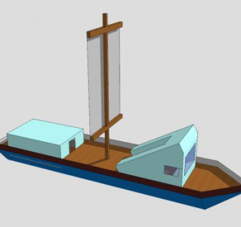现代单桅风帆船SU模型下载_sketchup草图大师SKP模型