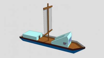 现代单桅风帆船SU模型下载_sketchup草图大师SKP模型