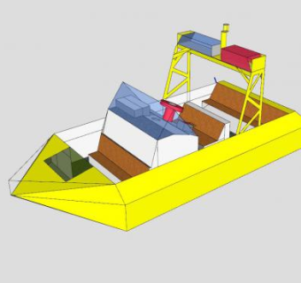 黄色汽艇SU模型下载_sketchup草图大师SKP模型