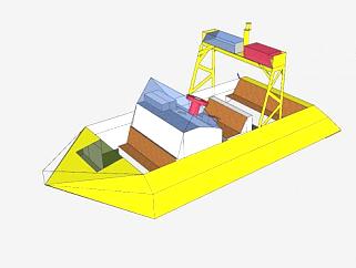 黄色汽艇SU模型下载_sketchup草图大师SKP模型