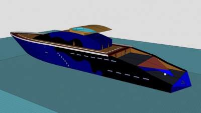 商务游艇SU模型下载_sketchup草图大师SKP模型