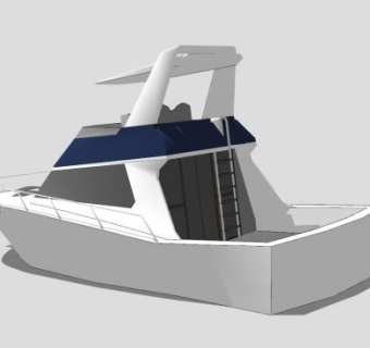 豪华飞桥游艇SU模型下载_sketchup草图大师SKP模型