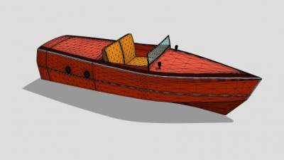 双人汽艇SU模型下载_sketchup草图大师SKP模型