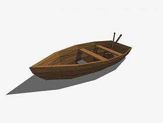 划艇木船SU模型下载_sketchup草图大师SKP模型