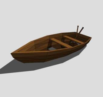 划艇木船SU模型下载_sketchup草图大师SKP模型