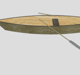 带桨木船SU模型下载_sketchup草图大师SKP模型