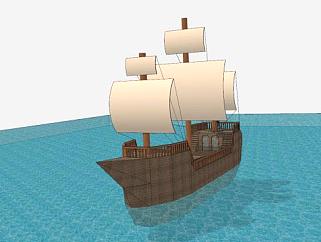 远洋三桅<em>帆船</em>SU模型下载_sketchup草图大师SKP模型