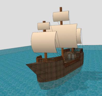 远洋三桅帆船SU模型下载_sketchup草图大师SKP模型