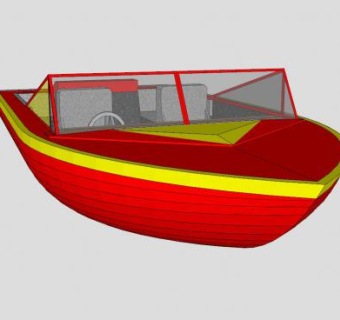 红色汽艇SU模型下载_sketchup草图大师SKP模型