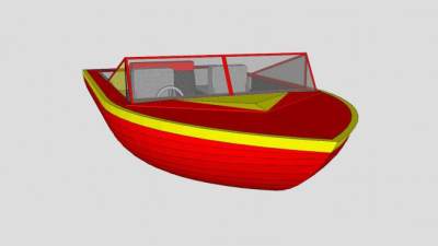 红色汽艇SU模型下载_sketchup草图大师SKP模型