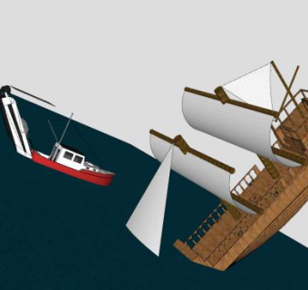 失事沉船SU模型下载_sketchup草图大师SKP模型