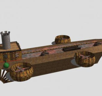 蒸汽朋克汽船SU模型下载_sketchup草图大师SKP模型