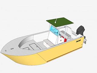 黄色休闲型汽艇SU模型下载_sketchup草图大师SKP模型